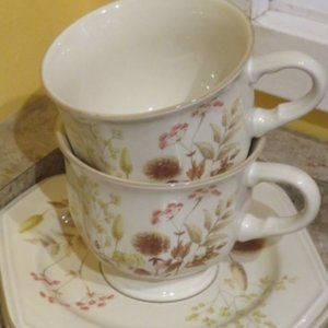 MIKASA Continental Ivory FERNDALE 2 Teacups 2 Saucers SET (K241)